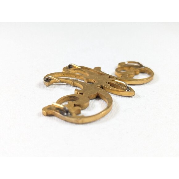 Antique Brass monogram M or W bag or luggage ornament, Edwardian sash strap belt - Picture 4 of 7